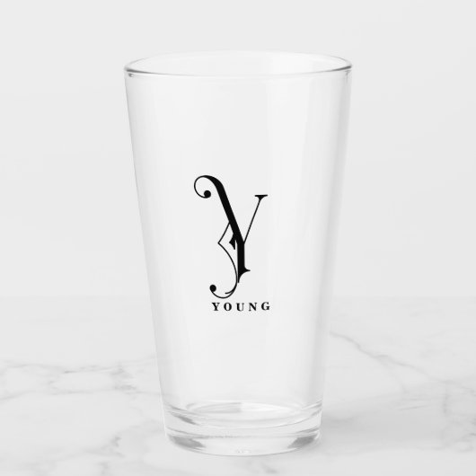 Monogramme classique Y initial avec verre de nom d (Devant)