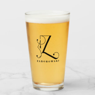 Monogramme classique Z initial avec verre de nom d