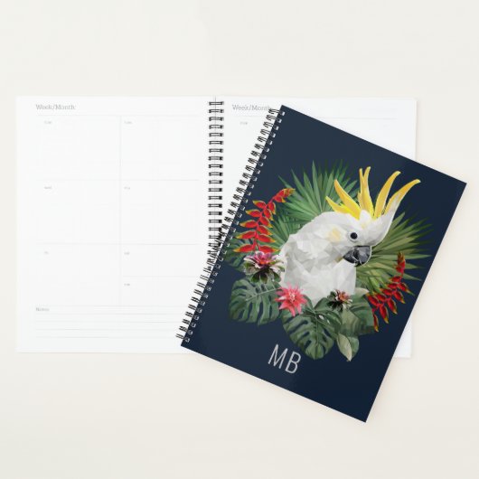Monogramme Cockatoo Oiseau Fleurs tropicales Éléga (Devant avec enveloppe)
