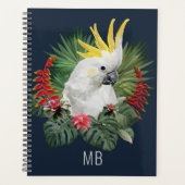 Monogramme Cockatoo Oiseau Fleurs tropicales Éléga (Devant)