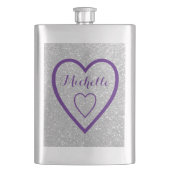 Monogramme coeur argent parties scintillant flacon (devant)