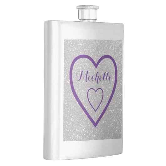 Monogramme coeur argent parties scintillant flacon (Droite)