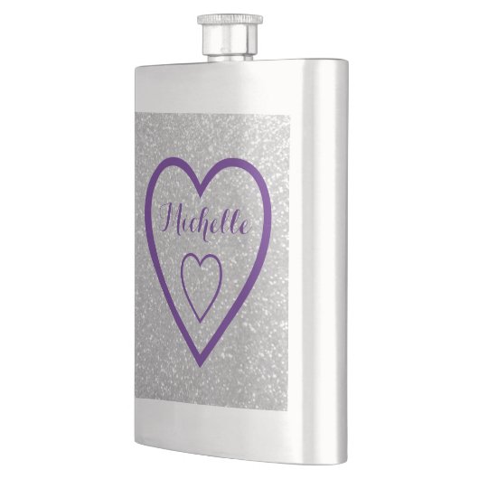 Monogramme coeur argent parties scintillant flacon (Gauche)