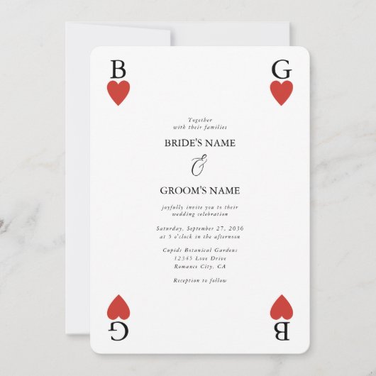 Monogramme Coeurs de la carte de jeu Faire-part de (Devant)