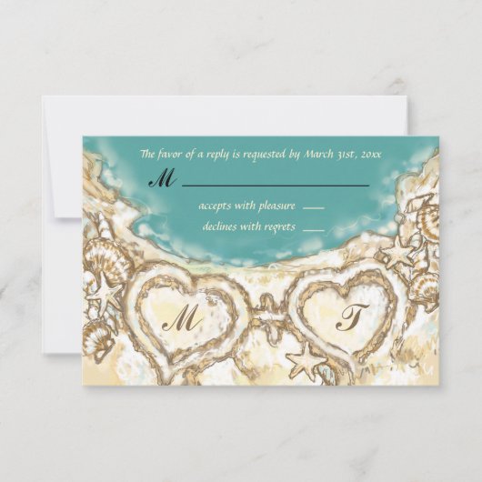 Monogramme Coeurs sur la carte RSVP de mariage de  (Devant)