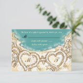 Monogramme Coeurs sur la carte RSVP de mariage de  (Debout devant)