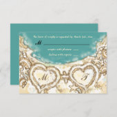 Monogramme Coeurs sur la carte RSVP de mariage de  (Devant / Derrière)