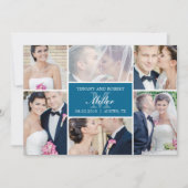 Monogramme Collage Mariage Faire-part - Bleu (Devant)