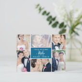 Monogramme Collage Mariage Faire-part - Bleu (Debout devant)