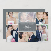 Monogramme Collage Mariage Faire-part - gris (Devant / Derrière)
