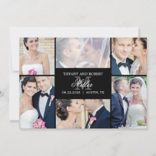 Monogramme Collage Photo Mariage Faire-part