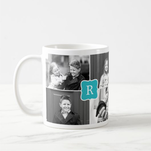 Monogramme Collage Photo personnalisée Mug - Turqu (Gauche)