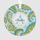 Monogramme coloré Paisley Bleu Bohème tendance (dos)