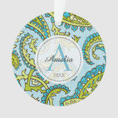 Monogramme coloré Paisley Bleu Bohème tendance (devant)