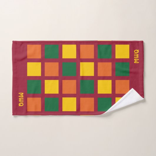 Monogramme Colorée Carrés géométriques (Serviette à main)