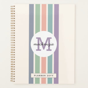 Monogramme Colorful Pastel Stripes Personnalisé