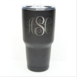 Monogramme complexe 30 oz. Poussette en acier inox<br><div class="desc">Monogramme 3 Lettres - 30 oz - Paruline en acier inoxydable avec une plaque claire - Choix de couleurs et de lettres - Personnalisé sur mesure gravé - Anniversaire,  Anniversaire,  Femme d'honneur,  Groomsmen,  Don de fête nuptiale. ・	*Laser gravé non gravé d'une plaque de vinyle*</div>