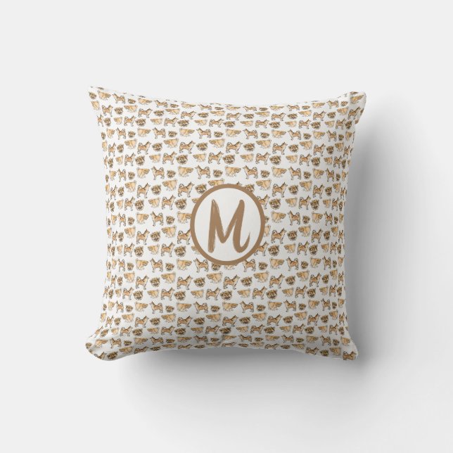 Monogramme conception chien lancer oreiller (Recto)