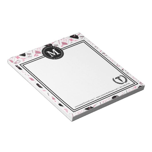 Monogramme - Conception Médicale - Bloc-notes rose (Incliné)