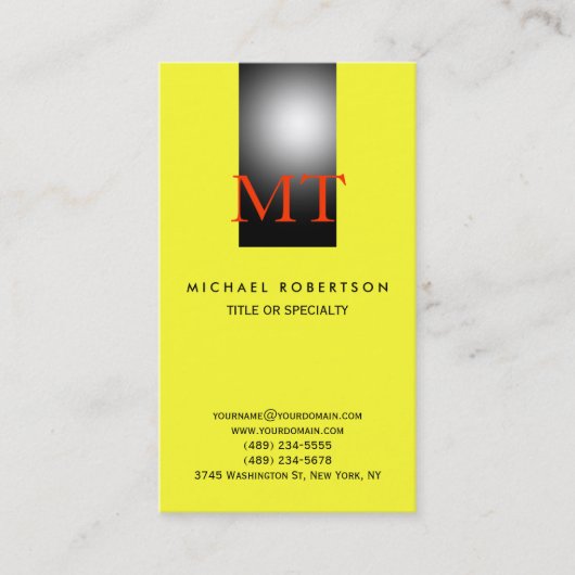 Monogramme Consultant simple Carte de visite jaune (Devant)