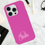 Monogramme cool Monochrome rose tendance<br><div class="desc">Elevez votre style technologique avec notre Cool Monochrome Pink Script tendance Monogram iPhone 15 Pro Coque - un mélange parfait de personnalisation et de design moderne. Ce boîtier de téléphone monogramme n'est pas seulement un accessoire protecteur, c'est une déclaration élégante. Le monogramme de script tendance, customisé avec vos initiales, ajoute...</div>