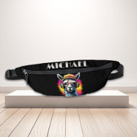 Monogramme Cool Neon Retro DJ Llama