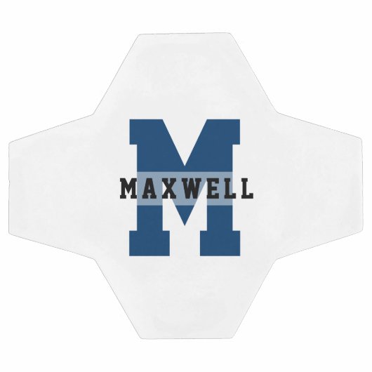 Monogramme cool Nom personnalisé Chaussette bleu c (Plat)