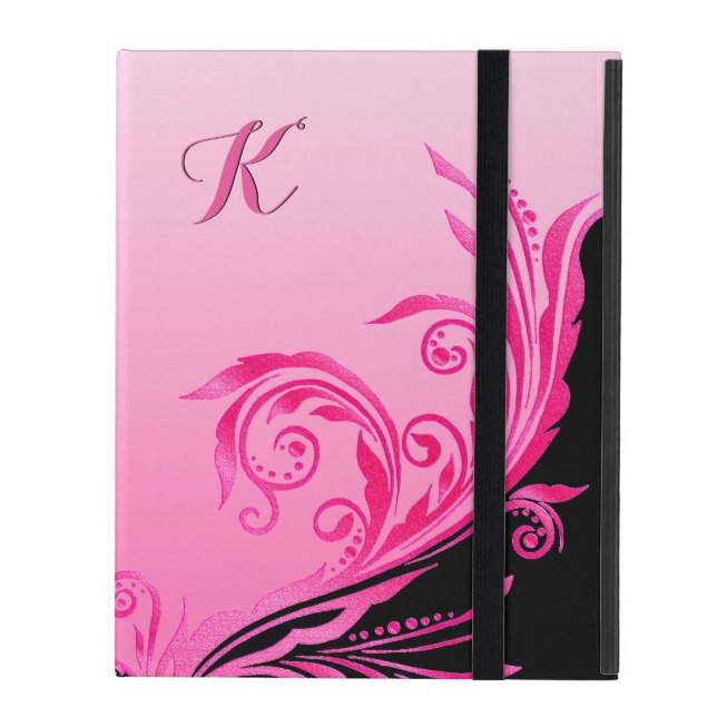 Monogramme coque ipad Glam Pink (Devant fermé)