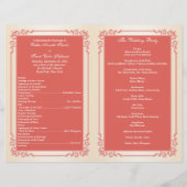 Monogramme Coral, Programme de Mariage Champagne (Dos)