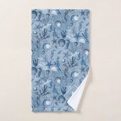 Monogramme côtier Océan bleu Vie marine (Serviette à main)