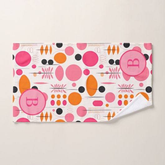 Monogramme couleur Motif Abstrait du milieu du siè (Serviette à main)