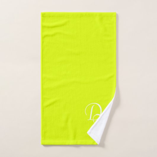 Monogramme - couleur solide jaune fluorescent (Serviette à main)