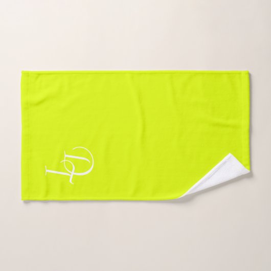 Monogramme - couleur solide jaune fluorescent (Serviette à main)
