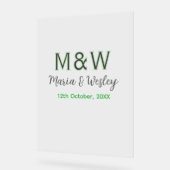 Monogramme couple gris vert moderne date romantiqu (Angle)