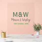 Monogramme couple gris vert moderne date romantiqu (Mariage)