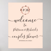Monogramme Couples Douche Affiche de bienvenue (Devant)