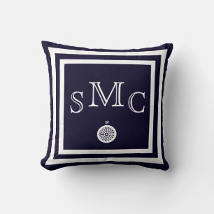 MONOGRAMME coussin bleu foncé