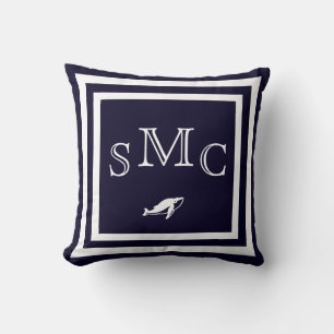 MONOGRAMME coussin bleu foncé