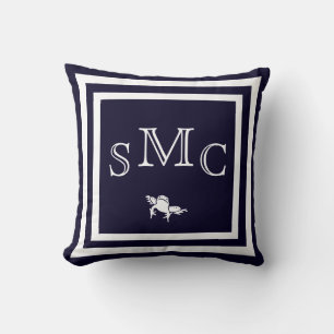 MONOGRAMME coussin bleu foncé