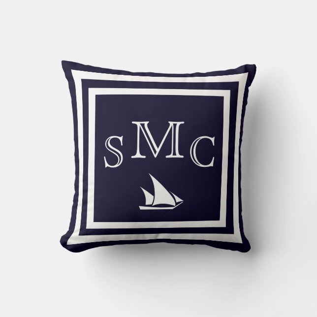 MONOGRAMME coussin bleu foncé (Recto)