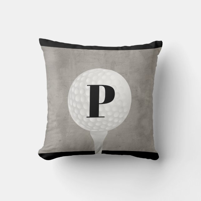monogramme coussin de balle de golf design gris en (Recto)