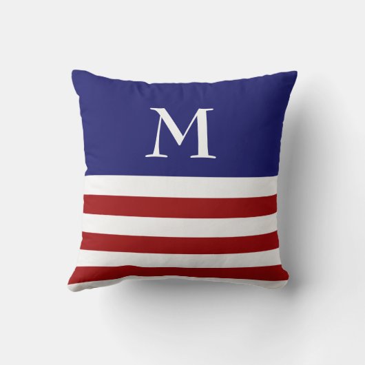 Monogramme Coussin rouge, blanc et bleu (Verso)