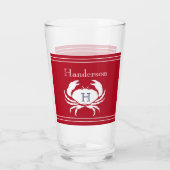 Monogramme Crabe blanc rouge Verre nautique (Dos)