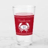 Monogramme Crabe blanc rouge Verre nautique (Devant)