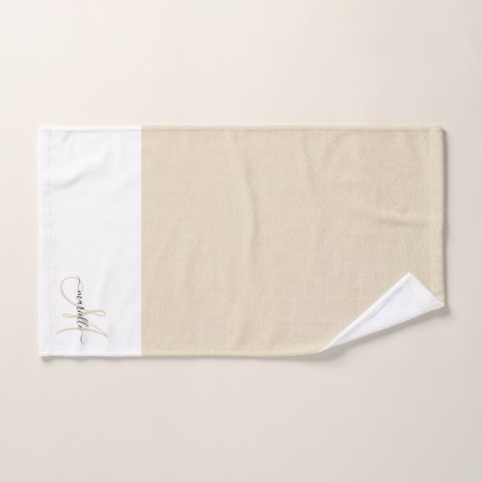 Monogramme Crème Blanc Deux Tons (Serviette à main)