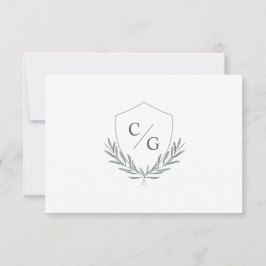 Monogramme Crest avec Branches d'olive RSVP (Dos)