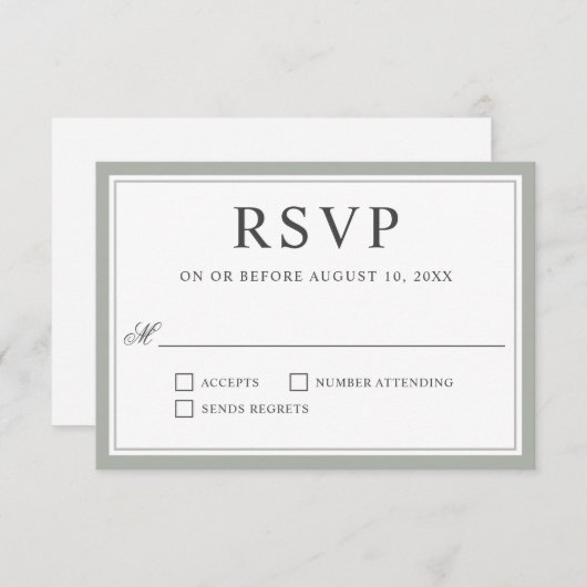 Monogramme Crest avec Branches d'olive RSVP (Devant / Derrière)