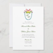 Monogramme Crest avec citron Faire-part de mariage (Devant)