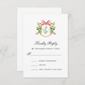 Monogramme Crest avec verdure hiver RSVP (Devant / Derrière)