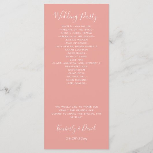 Monogramme Crest Gold Blush programmes de mariage (Dos)